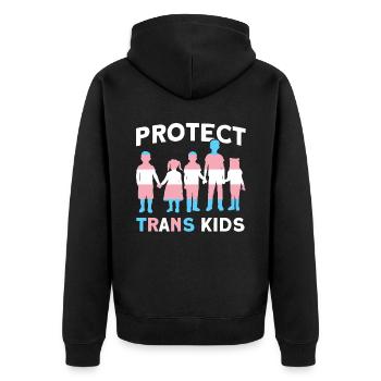 Schützen LGBT Pride Month Trans CSD - Unisex Premium Bio Zip Hoodie - Schwarz - Hinten - Nico (187cm)