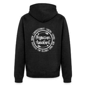 Physician Assistant Doctor Nurse Assistants - Unisex Premium Organic Zip Hoodie - black - Back - Nico (187cm)