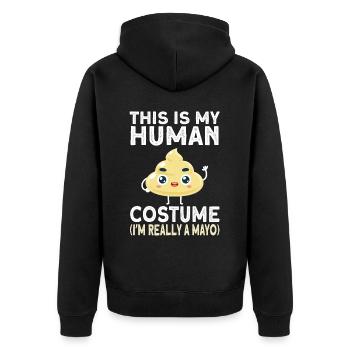 Nettes Mayonnaise-kostüm-geschenk - Unisex Premium Bio Zip Hoodie - Schwarz - Hinten - Nico (187cm)