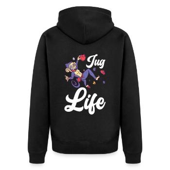 Klettern Kletterer - Unisex Premium Bio Zip Hoodie - Schwarz - Hinten - Nico (187cm)