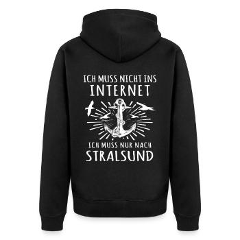 Stralsund - Unisex Premium Bio Zip Hoodie - Schwarz - Hinten - Nico (187cm)