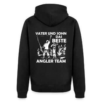 Vater Sohn beste Angler Team angeln Retro - Unisex Premium Bio Zip Hoodie - Schwarz - Hinten - Nico (187cm)