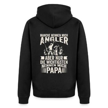 Angler Vater Sohn nennen mich Papa angeln - Unisex Premium Bio Zip Hoodie - Schwarz - Hinten - Nico (187cm)