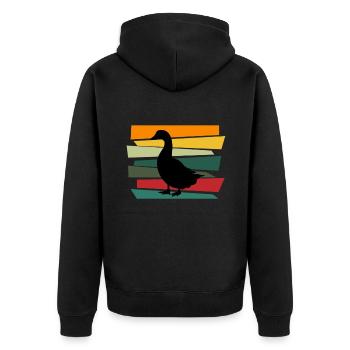 Ente Quitscheente Erpel Enten Gelbe Gummiente - Unisex Premium Bio Zip Hoodie - Schwarz - Hinten - Nico (187cm)