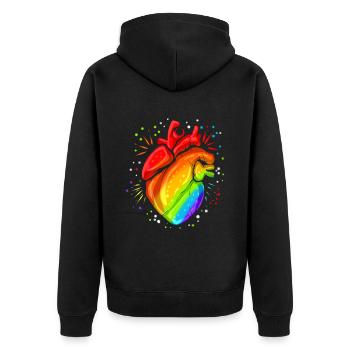 Colorful Real Heart LGBTQ GAY Lesbian Pride Month - Unisex Premium Organic Zip Hoodie - black - Back - Nico (187cm)