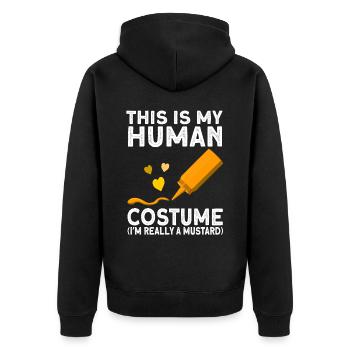 Mustard costume gift - Unisex Premium Organic Zip Hoodie - black - Back - Nico (187cm)