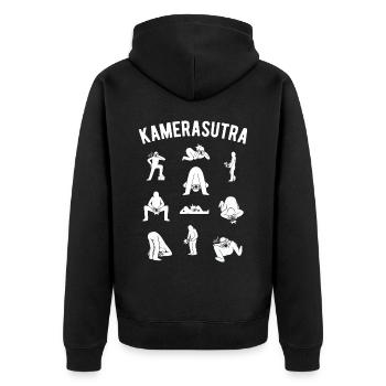 Kamerasutra Kameramann Fotograf Fotografieren - Unisex Premium Bio Zip Hoodie - Schwarz - Hinten - Nico (187cm)