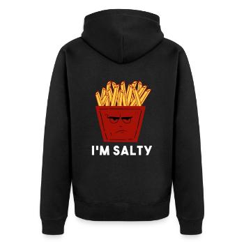 I'm Salty I Salzige Wütende Pommes Frites Fritten - Unisex Premium Bio Zip Hoodie - Schwarz - Hinten - Nico (187cm)