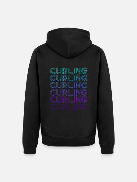 Curling Stone Player Retro - Unisex Premium Organic Zip Hoodie - black