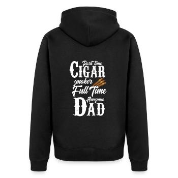Don't time Cigar smoker full time awesome Dad - Unisex Premium Bio Zip Hoodie - Schwarz - Hinten - Nico (187cm)