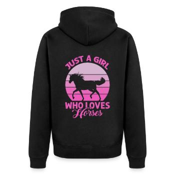 Just A Girl Who Loves Horses - Horseback Equestria - Unisex Premium Bio Zip Hoodie - Schwarz - Hinten - Nico (187cm)