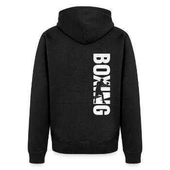 Boxing Vintage Boxing - Unisex Premium Organic Zip Hoodie - black - Back - Nico (187cm)