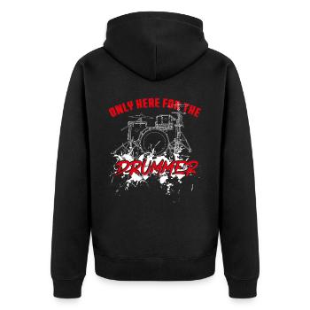 Drummer Drum Set Girl Girlfriend - Unisex Premium Bio Zip Hoodie - Schwarz - Hinten - Nico (187cm)