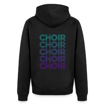 Chor Retro - Unisex Premium Bio Zip Hoodie - Schwarz - Hinten - Nico (187cm)