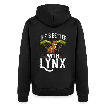 Lynx Animal Bobcat Canada Lynx Eurasian Lynx - Unisex Premium Organic Zip Hoodie - black - Back - Nico (187cm)