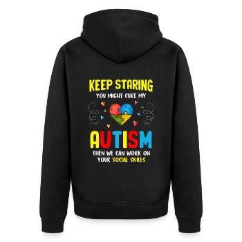 Autismus - Unisex Premium Bio Zip Hoodie - Schwarz - Hinten - Nico (187cm)