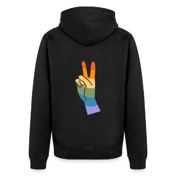 LGBTQ Gay Pride Month Rainbow Love is Love - Unisex Premium Bio Zip Hoodie - Schwarz - Hinten - Nico (187cm)