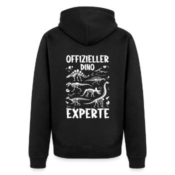 Offizieller Dino Experte, Dinosaurier - Unisex Premium Bio Zip Hoodie - Schwarz - Hinten - Nico (187cm)