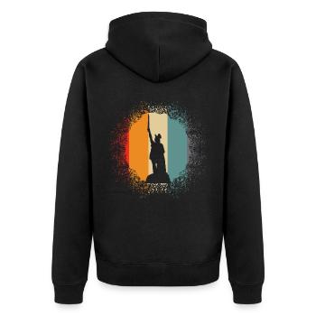 Hermannsdenkmal Detmold Retro Lippe - Unisex Premium Bio Zip Hoodie - Schwarz - Hinten - Nico (187cm)