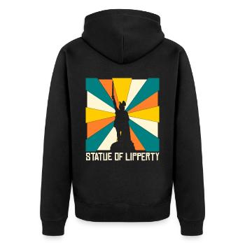 Hermannsdenkmal Retro Detmold Lippe - Unisex Premium Bio Zip Hoodie - Schwarz - Hinten - Nico (187cm)