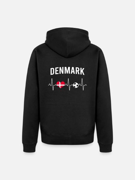 Dänemark Fußball Herzschlag - Premium økologisk unisex-hættejakke - sort