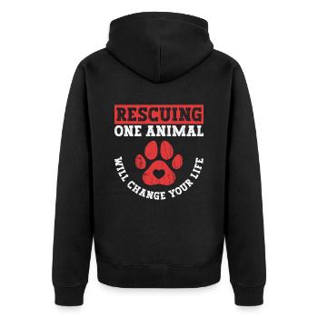 Dog Animal Welfare Animal Rescue Activiste Refuge pour animaux - Veste à capuche bio Premium Unisexe - noir - Dos - Nico (187cm)