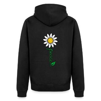 World Peace Freedom Flowers Gift - Unisex Premium Organic Zip Hoodie - black - Back - Nico (187cm)