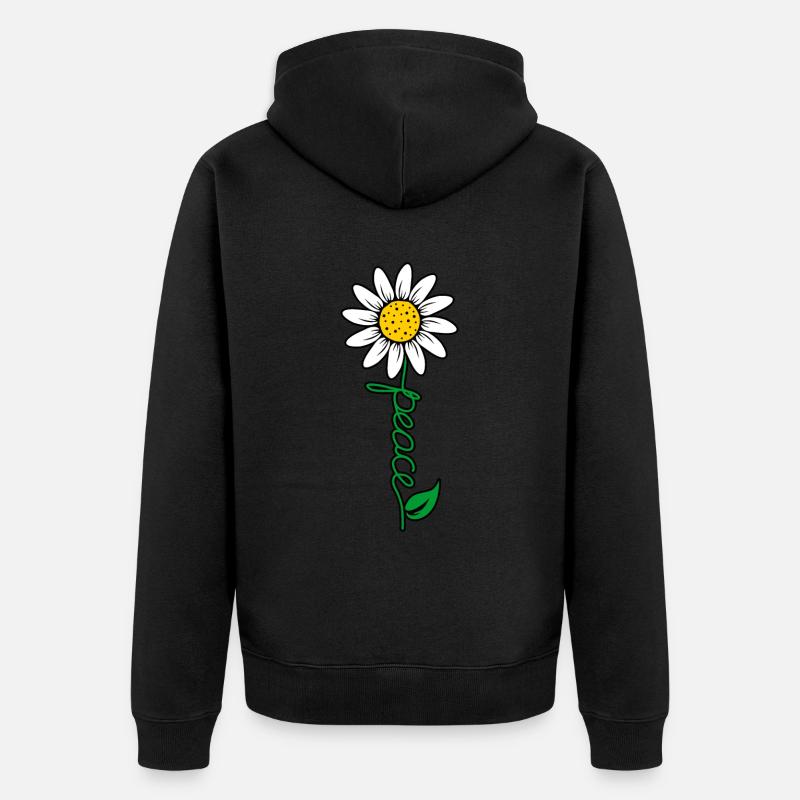 Weltfriedensfreiheits blumen geschenk - Unisex Premium Bio Zip Hoodie - Schwarz
