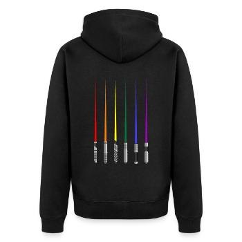 Regenbogen Lichtschwerter Gay Pride Month LGBTQ - Unisex Premium Bio Zip Hoodie - Schwarz - Hinten - Nico (187cm)