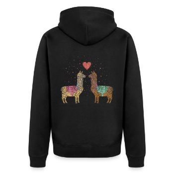 Lama Alpaka Alpakas Lamas Liebhaber - Unisex Premium Bio Zip Hoodie - Schwarz - Hinten - Nico (187cm)