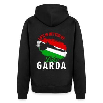 Lake Garda Lago di Garda - Unisex Premium Organic Zip Hoodie - black - Back - Nico (187cm)