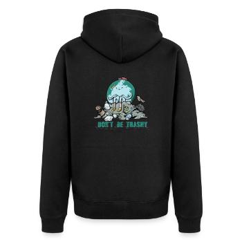 Environmental protection Motive I Plastic waste Global warming - Unisex Premium Organic Zip Hoodie - black - Back - Nico (187cm)