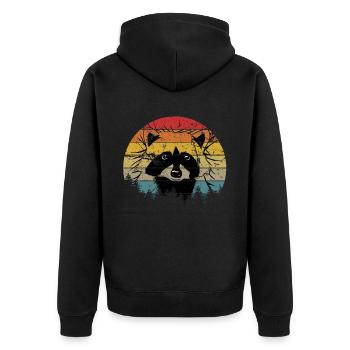 Waschbär Racoon Tier Geschenk Frettchen Marder - Unisex Premium Bio Zip Hoodie - Schwarz - Hinten - Nico (187cm)