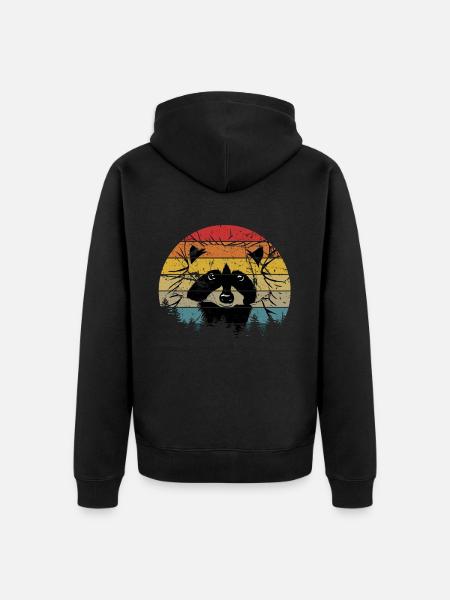 Waschbär Racoon Tier Geschenk Frettchen Marder - Unisex Premium Bio Zip Hoodie - Schwarz