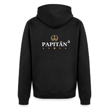 Papitän Vater 2 Kinder Zwillinge zweifacher Papa - Unisex Premium Bio Zip Hoodie - Schwarz - Hinten - Nico (187cm)