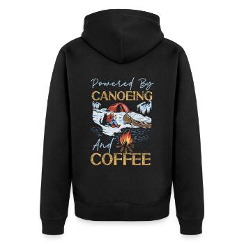 Canoe Canoeing Coffee Powered By - Unisex Premium Organic Zip Hoodie - black - Back - Nico (187cm)