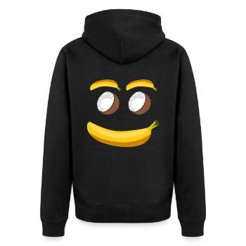 Bananen und Kokusnuss mit Banane - Unisex Premium Bio Zip Hoodie - Schwarz - Hinten - Nico (187cm)
