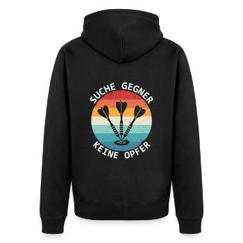 Darts Player Search Opponents No Victims Darts - Unisex Premium Organic Zip Hoodie - black - Back - Nico (187cm)