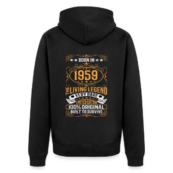 Born 1959 The Living Legend Limited Edition - Unisex Premium Organic Zip Hoodie - black - Back - Nico (187cm)