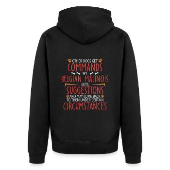 Belgian Malinois Commands Belgian Shepherd - Unisex Premium Bio Zip Hoodie - Schwarz - Hinten - Nico (187cm)