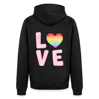 LGBTQ Gay Pride Month Rainbow Love is Love - Unisex Premium Bio Zip Hoodie - Schwarz - Hinten - Nico (187cm)