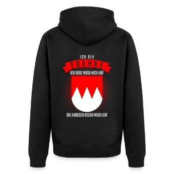 Franken Frankenland Witz Franke - Unisex Premium Bio Zip Hoodie - Schwarz - Hinten - Nico (187cm)