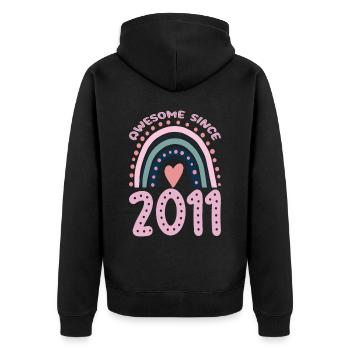 Awesome since 2011 - Unisex Premium Organic Zip Hoodie - black - Back - Nico (187cm)