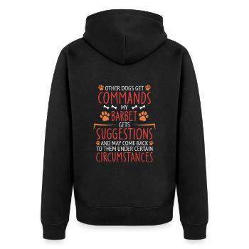 Barbet Commands Paw - Unisex Premium Bio Zip Hoodie - Schwarz - Hinten - Nico (187cm)