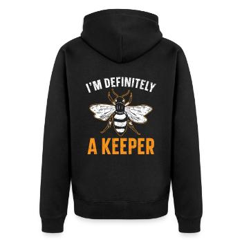 I'm Definitely A Keeper Bee Beekeeper Beekeeping - Unisex Premium Organic Zip Hoodie - black - Back - Nico (187cm)