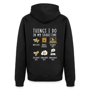 Things I Do In My Spare Time Beekeeper Beekeeping - Unisex Premium Organic Zip Hoodie - black - Back - Nico (187cm)