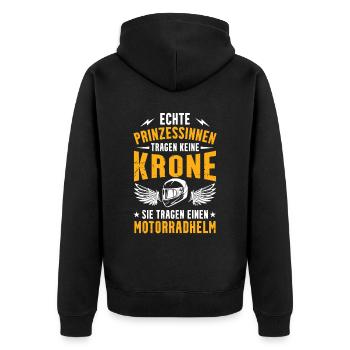 Cooles Biker Girl Motorrad Frauen Motorradfahrer - Unisex Premium Bio Zip Hoodie - Schwarz - Hinten - Nico (187cm)