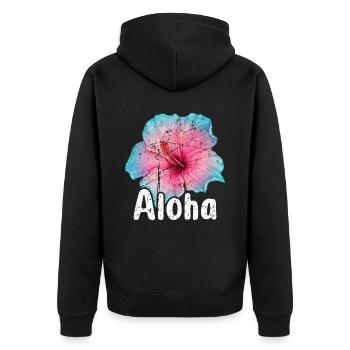 Aloha - Hawaii Surfing Retro Sunset - Unisex Premium Organic Zip Hoodie - black - Back - Nico (187cm)