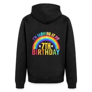 I Shine On My 7th Birthday Party, 7 - Unisex Premium Organic Zip Hoodie - black - Back - Nico (187cm)