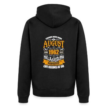 August 1962 60th birthday 60 years gift - Unisex Premium Organic Zip Hoodie - black - Back - Nico (187cm)